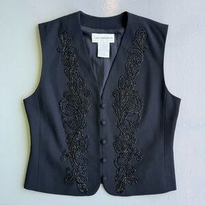 Liz Claiborne Black Glass Beaded Vest size Small